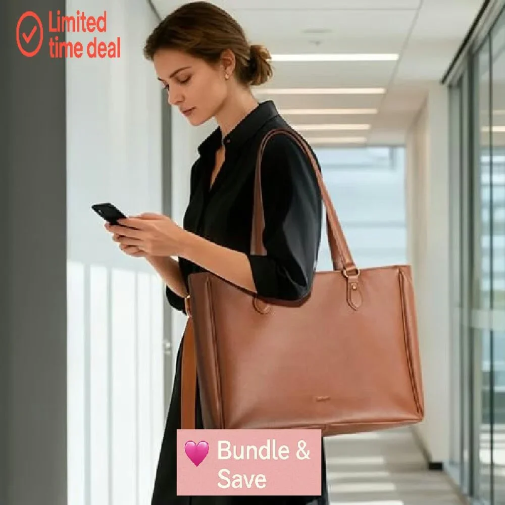 Genuine Leather Tote Bag with 15.6